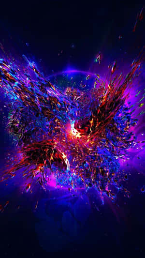 一隻火鳳凰在宇宙空間中爆炸，呈現電藍色和紅色色調。 — 水箭龜 壁紙