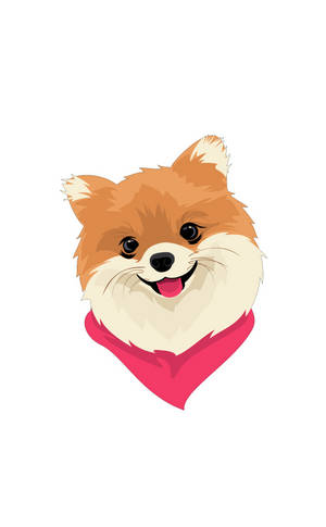 一隻微笑的卡通博美犬戴著粉紅色頭巾。 — 狗狗藝術 壁紙