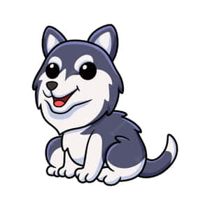 一隻可愛的卡通哈士奇幼犬，帶著燦爛的笑容和明亮的眼睛。 — 插畫 壁紙