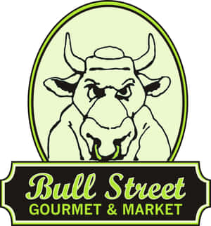Bull Street Gourmet & Market 標誌，特色是一隻戴著廚師帽的卡通公牛。 — 榮耀Magic V Flip 2 壁紙