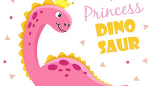 戴著皇冠並帶有文字 Princess Dino Saur 的粉紅色卡通恐龍 — 可愛的恐龍 壁紙