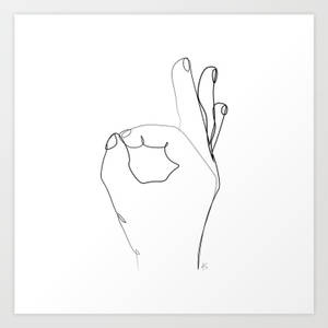 在極簡線條畫中做出OK手勢的手。 — 插畫 壁紙