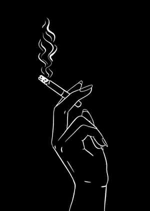 一隻手拿著香菸，煙霧在黑色背景上裊裊升起。 — 省電 壁紙