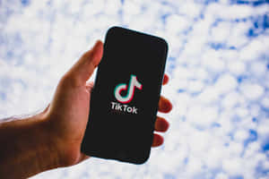 手拿著帶有TikTok標誌的手機，背景是陰天 — TikTok 動圖 壁紙