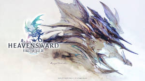 一隻風格化的巨龍，帶有藍色和紫色翅膀的奇幻遊戲插畫。 — Ff14 壁紙