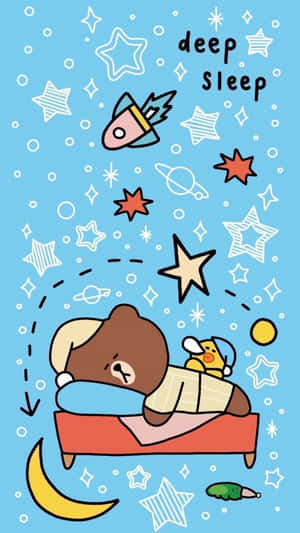 卡通熊睡得正香，火箭在繁星點點的夜空中飛馳。 — 暮光 壁紙