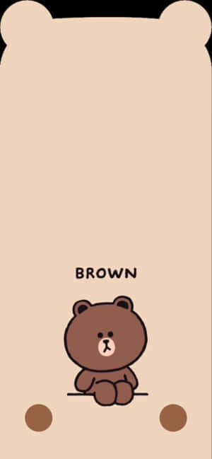 一個卡通棕色熊角色坐在一條線上，上方有名字 Brown。 — Pixel 7 壁紙
