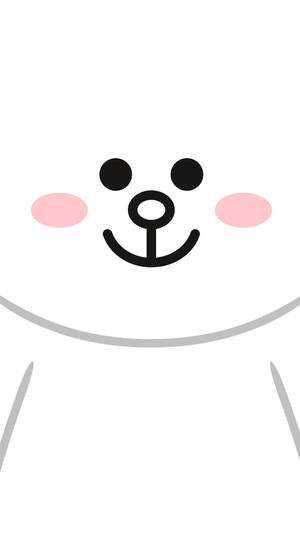 一隻可愛的極簡風格卡通熊，帶有粉紅色臉頰和微笑的臉。 — LINE FRIENDS 壁紙