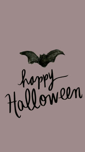 紫灰色背景上以水彩風格繪製的蝙蝠插圖和Happy Halloween文字 — Tumblr 壁紙