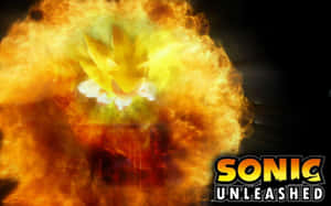 音速小子在遊戲《Sonic Unleashed》中擺出火焰變身姿勢。 — 索尼克 壁紙