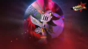 Sonic Forces 騎士角色在彩繪玻璃拱門中，帶有紅色和紫色燈光。 — 索尼克 壁紙