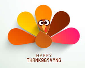 帶有「Happy Thanksgiving」文字的彩色紙火雞。 — 5:4 壁紙