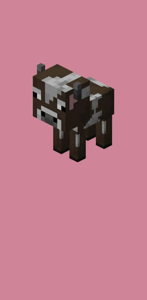 Minecraft 像素牛在粉色背景上 — 乳牛動圖 壁紙