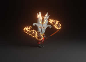 一隻發光火焰之手，帶有龍頭和裂紋石紋理。 — 電玩遊戲 GIF 壁紙