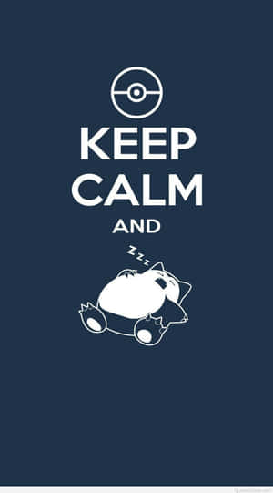卡比獸睡覺，上面有「Keep Calm and」文字在深藍色背景上。 — 9:16 壁紙