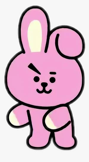 粉紅色卡通兔，帶有憤怒表情和黑色輪廓。 — Shooky Bt21 壁紙