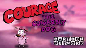 卡通角色 Courage the Cowardly Dog，有大眼睛和笑容，在節目標題下方。 — 卡通 壁紙