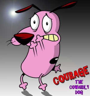 名為 Courage 的粉紅色卡通狗在聚光燈下看起來很害怕 — 榮耀Magic V Flip 2 壁紙