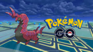 Goomy寶可夢漂浮在發光的地圖上，帶有Pokémon GO標誌。 — 桌面 壁紙