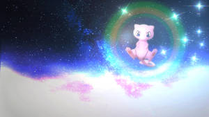 粉紅色超夢被發光的宇宙能量和星星包圍。 — 喵 壁紙