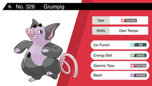 Grumpig Pokémon角色，具有超能力屬性和冰拳及打嗝等招式。 — 電玩遊戲 GIF 壁紙