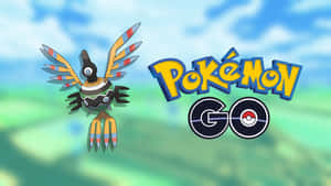 一隻卡通鳥類寶可夢飛翔在 Pokémon GO 標誌旁邊。 — 電玩遊戲 GIF 壁紙