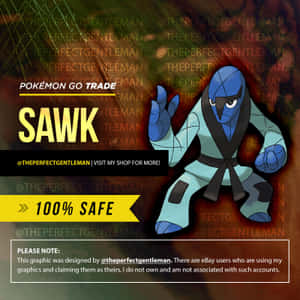Sawk Pokémon以武術姿勢配上交易圖形覆蓋層 — 咒術迴戰 壁紙