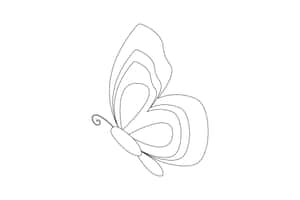 一隻帶有彎曲翅膀的蝴蝶的簡單黑色線條畫。 — MacBook Air 13 壁紙