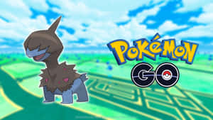 卡蒂狗在草地田野中與Pokemon GO標誌 — 神話生物 壁紙