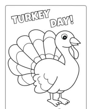 著色頁，有火雞和 'Turkey Day!' 文字。 — Motorola Razr 70 Ultra 壁紙