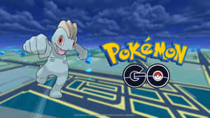 來自 Pokemon GO 的水躍魚在發光的地圖上，附有遊戲標誌。 — 電玩遊戲 GIF 壁紙