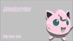 粉紅色卡通神奇寶貝Jigglypuff，有大眼睛和笑容，在灰色背景上。 — 胖丁 壁紙