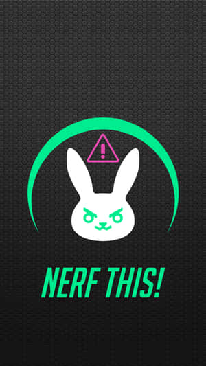帶有警告符號和「NERF THIS!」文字的憤怒白兔圖標，位於深色六邊形背景上。 — 火影忍者標誌 壁紙