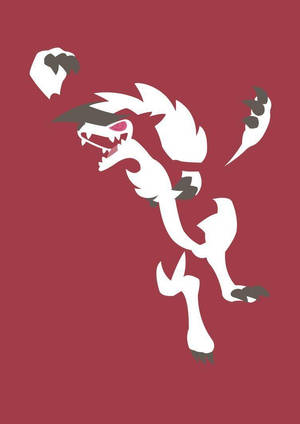 一隻兇猛的白狼，眼睛發光，在紅色背景上跳躍。 — 電玩遊戲 GIF 壁紙