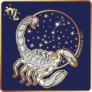 天蠍座星座，帶有星座星星和日期範圍，背景為深藍色。 — 天蠍座 壁紙