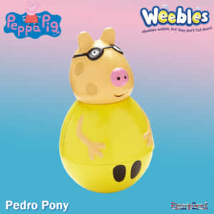 Peppa Pig 的黃色搖擺玩具小馬，戴著眼鏡和斑點。 — 可愛的馬 壁紙