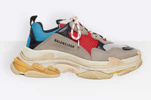 Balenciaga運動鞋，分層鞋底，色彩繽紛面板，白色背景 — 巴黎世家 壁紙