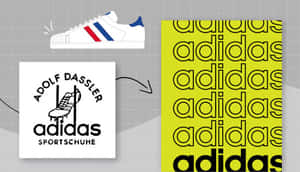 Adidas標誌演變：從原始鞋子設計到現代黃色文字圖案。 — 愛迪達 GIF 壁紙