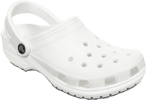 帶有標誌和通風孔的白色Crocs木屐鞋