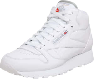 白色 Reebok Classic 高筒運動鞋，帶有紅色和灰色細節。 — 銳步 壁紙