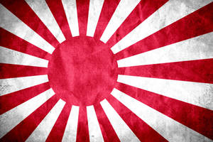 經風化的日本旭日旗，帶有紅白光芒。
