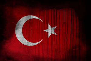 土耳其國旗，白色新月和星星位於帶有深色頹廢效果的紅色紋理背景上。 — 土耳其 壁紙