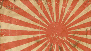 風化的日本旭日旗，帶有紅色和奶油色光線。 — 中國國旗 壁紙