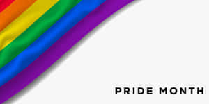 白色背景上帶有「PRIDE MONTH」文字的彩虹旗 — 雙性戀旗幟 壁紙