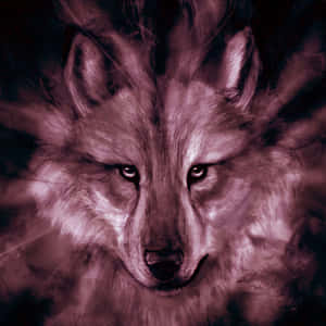 狼的銳利目光穿透數位藝術作品中旋轉的紫色煙霧。 — 可愛的狼 壁紙