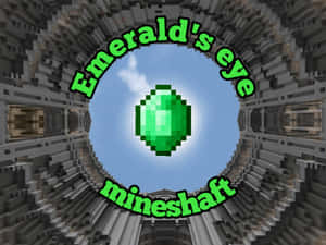 Minecraft礦井隧道中的像素化翡翠，天空可見 — 我的世界 鑽石 壁紙