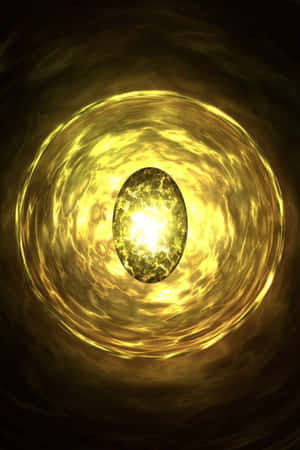金色球體在旋轉的宇宙漩渦中散發能量。 — 石頭 壁紙