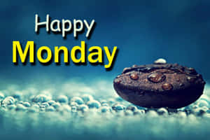 帶有水滴和泡泡的咖啡豆，附有Happy Monday文字。 — 快樂星期一 壁紙