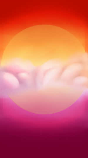 一個充滿活力的日落，帶有發光的太陽和柔軟的雲層，在漸變的天空中。 — 情侶擁抱 壁紙
