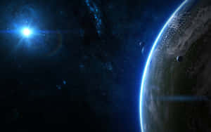 行星在明亮星星下發光的衛星 — 暮光 壁紙